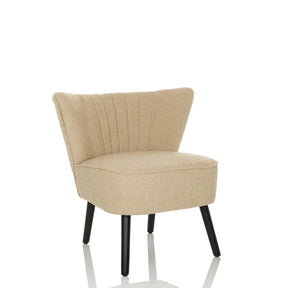Fauteuil de salon MANISO beige avec revêtement en tissu texturé et pieds noirs de hjh LIVING