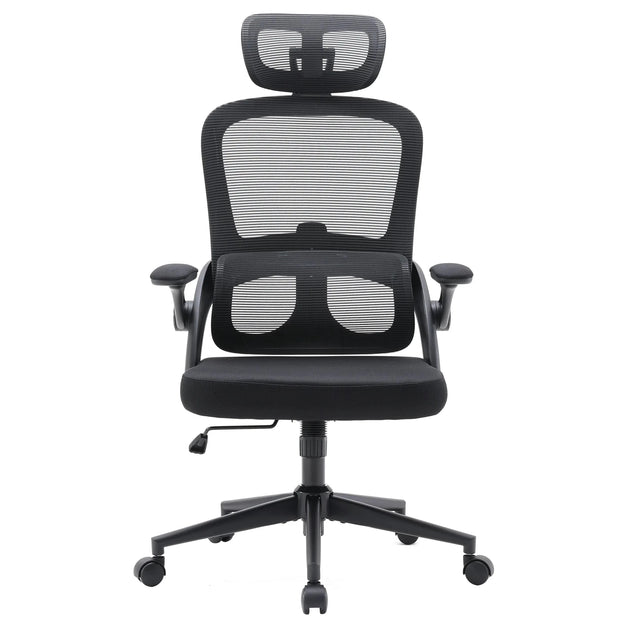 Siège de bureau de qualité professionnelle MC102C-M101 en noir avec dossier en maille et appui-tête de Sihoo