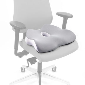 Coussin de siège MEDISIT IV gris avec une ouverture centrale sur une chaise de bureau de hjh OFFICE