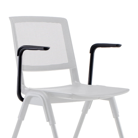 Chaise blanche MEET WA avec Accoudoir noirs et dossier en maille blanche de hjh OFFICE