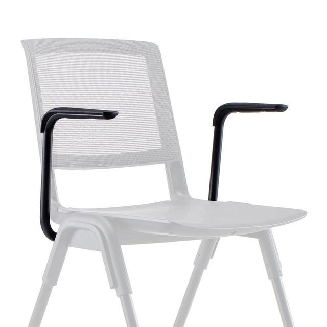 Chaise blanche MEET WA avec Accoudoir noirs et dossier en maille blanche de hjh OFFICE