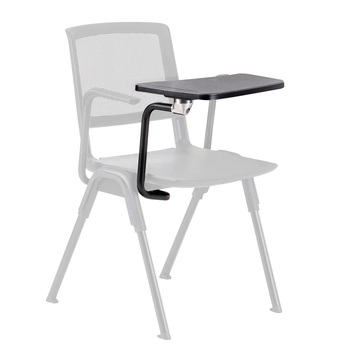Planchette à pince MEET WA noire avec supports métalliques stables sur une chaise de hjh OFFICE