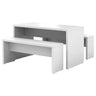 Table de conférence blanche MEETING MPSET1 avec deux bancs assortis au design épuré de hjh OFFICE PRO