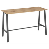 Table haute MEETING POINT MPA 17 avec plateau effet chêne et structure en acier gris foncé de hjh OFFICE PRO