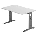 Bureau réglable en hauteur MEGA 12 G avec plateau gris et piètement graphite de hjh OFFICE PRO