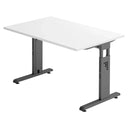 Bureau réglable en hauteur MEGA 12 G avec plateau blanc et structure graphite de hjh OFFICE PRO