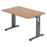 Bureau réglable en hauteur MEGA 12 G avec plateau en noyer et piètement graphite de hjh OFFICE PRO