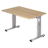 Bureau réglable en hauteur MEGA 12 S aspect chêne avec piètement argenté de hjh OFFICE PRO