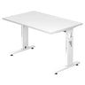 Bureau réglable en hauteur MEGA 12 W en blanc avec plateau rectangulaire de hjh OFFICE PRO