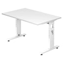 Bureau réglable en hauteur MEGA 12 W en blanc avec plateau rectangulaire de hjh OFFICE PRO