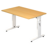 Bureau réglable en hauteur MEGA 12 W en hêtre et blanc avec piètement en T de hjh OFFICE PRO