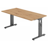 Bureau réglable en hauteur MEGA 16 G en chêne rustique avec structure graphite de hjh OFFICE PRO