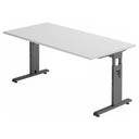 Bureau réglable en hauteur MEGA 16 G avec plateau gris et structure graphite de hjh OFFICE PRO