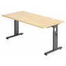 Bureau réglable en hauteur MEGA 16 G en érable et graphite avec piètement en T de hjh OFFICE PRO