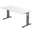 Bureau réglable en hauteur MEGA 16 G avec plateau blanc et piètement graphite de hjh OFFICE PRO