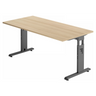 Bureau réglable en hauteur MEGA 16 G avec plateau en chêne et structure graphite de hjh OFFICE PRO