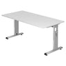 Bureau réglable en hauteur MEGA 16 S avec plateau blanc et pieds argentés de hjh OFFICE PRO