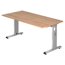 Bureau réglable en hauteur MEGA 16 S aspect noyer avec structure argentée de hjh OFFICE PRO