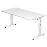 Bureau réglable en hauteur MEGA 16 W en blanc avec plateau rectangulaire de hjh OFFICE PRO