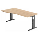 Bureau réglable en hauteur MEGA 18 G aspect chêne avec piètement gris graphite de hjh OFFICE PRO