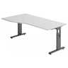 Bureau réglable en hauteur MEGA 18 G avec plateau gris et structure graphite de hjh OFFICE PRO
