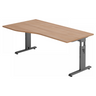 Bureau réglable en hauteur MEGA 18 G aspect noyer avec piètement graphite de hjh OFFICE PRO