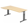 Bureau réglable en hauteur MEGA 18 G avec plateau en bois d'érable et structure graphite de hjh OFFICE PRO
