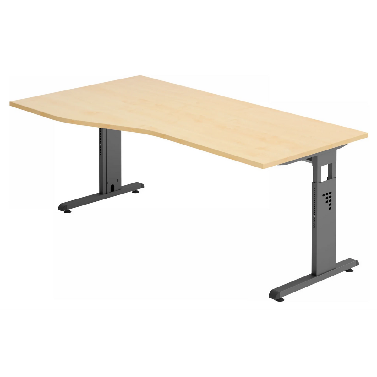 Bureau réglable en hauteur MEGA 18 G avec plateau en bois d'érable et structure graphite de hjh OFFICE PRO