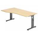 Bureau réglable en hauteur MEGA 18 G avec plateau en bois d'érable et structure graphite de hjh OFFICE PRO