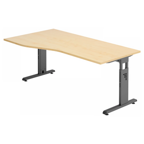 Bureau réglable en hauteur MEGA 18 G avec plateau en bois d'érable et structure graphite de hjh OFFICE PRO