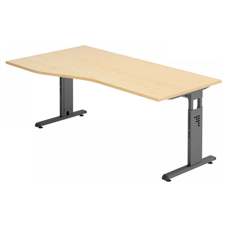 Bureau réglable en hauteur MEGA 18 G avec plateau en bois d'érable et structure graphite de hjh OFFICE PRO