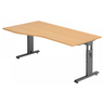 Bureau réglable en hauteur MEGA 18 G en hêtre avec piètement graphite de hjh OFFICE PRO