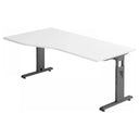 Bureau réglable en hauteur MEGA 18 G avec plateau blanc et structure graphite de hjh OFFICE PRO