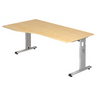 Bureau réglable en hauteur MEGA 18 S effet érable avec structure argentée de hjh OFFICE PRO