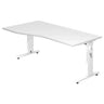 Bureau réglable en hauteur MEGA 18 W en blanc avec plateau incurvé de hjh OFFICE PRO