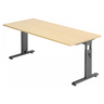 Bureau réglable en hauteur MEGA 19 G en érable avec piétement graphite de hjh OFFICE PRO