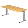 Bureau réglable en hauteur MEGA 19 S aspect hêtre avec structure argentée de hjh OFFICE PRO