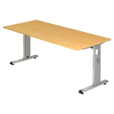 Bureau réglable en hauteur MEGA 19 S aspect hêtre avec structure argentée de hjh OFFICE PRO
