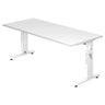 Bureau réglable en hauteur MEGA 19 W en blanc avec un grand plateau de hjh OFFICE PRO