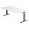 Bureau réglable en hauteur MEGA 2E G avec plateau blanc et piétement graphite de hjh OFFICE PRO