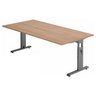 Bureau réglable en hauteur MEGA 2E G avec plateau effet noyer et structure graphite de hjh OFFICE PRO