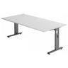 Bureau réglable en hauteur MEGA 2E G avec plateau gris et structure graphite de hjh OFFICE PRO