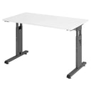 Bureau réglable en hauteur MEGA 612 G avec plateau blanc et piètement graphite de hjh OFFICE PRO