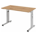 Bureau réglable en hauteur MEGA 612 S en chêne noueux avec piètement argenté de hjh OFFICE PRO