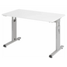 Bureau réglable en hauteur MEGA 612 S en blanc et argent avec plateau rectangulaire de hjh OFFICE PRO