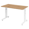 Bureau réglable en hauteur MEGA 612 W en chêne noueux et blanc avec piétement en T de hjh OFFICE PRO