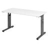 Bureau réglable en hauteur MEGA 614 G avec plateau blanc et structure gris graphite de hjh OFFICE PRO