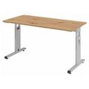 Bureau réglable en hauteur MEGA 614 S en chêne noueux avec piètement argenté de hjh OFFICE PRO
