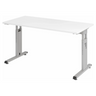 Bureau réglable en hauteur MEGA 614 S avec plateau blanc et structure argentée de hjh OFFICE PRO
