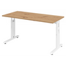 Bureau réglable en hauteur MEGA 614 W en chêne noueux avec structure blanche de hjh OFFICE PRO